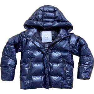 Bogner Blue Puffer Jacket with Hood and Quilted Design